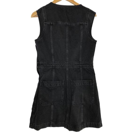 Madewell Dress Denim Cap-Sleeve Utility Pockets Mini Tarrybrook Wash Black NWT 6 - Picture 5 of 9